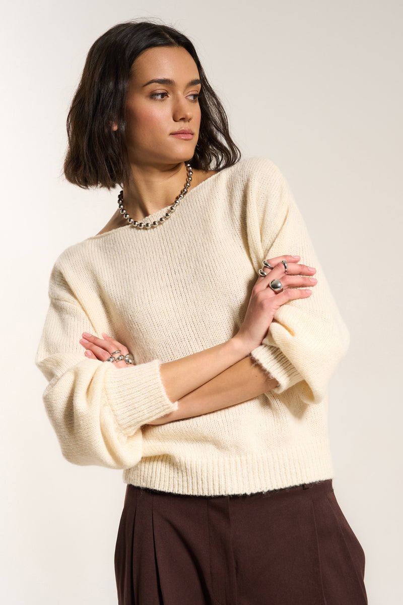 Anya Off The Shoulder - Swan – Callahan Knitwear