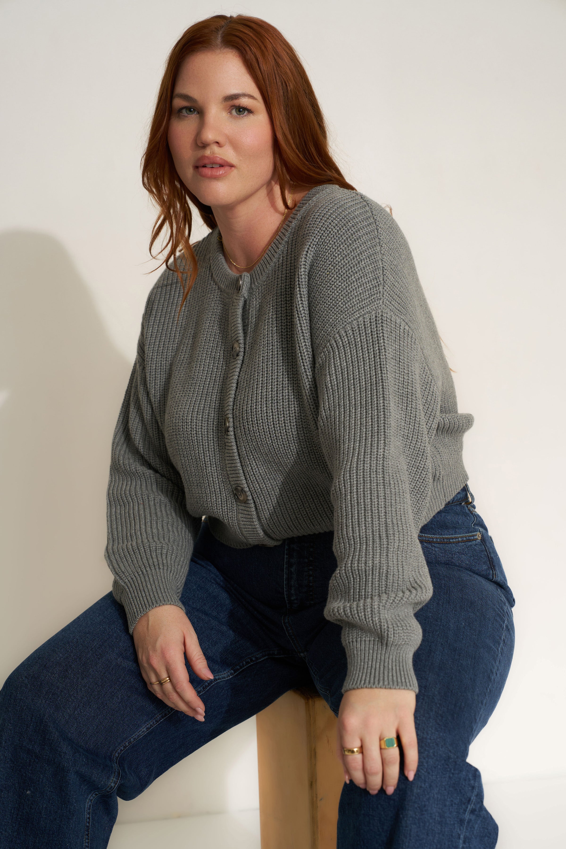 The Crop Cardi - Heather Grey – Callahan Knitwear