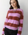 Esme Pullover - Lavender & Chocolate Stripe