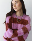 Esme Pullover - Lavender & Chocolate Stripe
