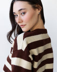 Fiona Cardigan - Chocolate & Creme Stripe