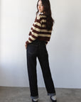 Fiona Cardigan - Chocolate & Creme Stripe