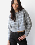Fiona Cardigan - Heather Grey Stripe