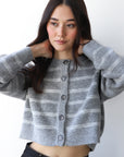 Fiona Cardigan - Heather Grey Stripe