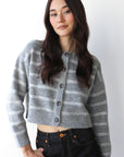 Fiona Cardigan - Heather Grey Stripe