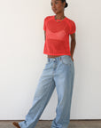 Francisca Crochet Tee - Poppy