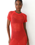 Francisca Crochet Midi Dress - Poppy