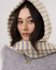 Hooded Scarf - Heather Grey & Creme Stripe