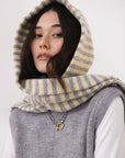 Hooded Scarf - Heather Grey & Creme Stripe