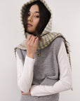 Hooded Scarf - Heather Grey & Creme Stripe