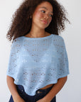 Eden Crochet Poncho - Ice Blue