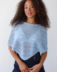 Eden Crochet Poncho - Ice Blue