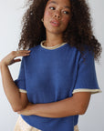 Avril Rib Ringer Tee - Cerulean Blue