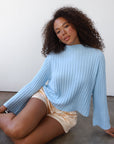 Clover Rib Pullover - Ice Blue