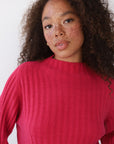 Clover Rib Pullover - Raspberry