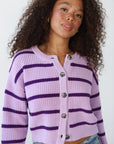 Fiona Cardigan - Lilac Stripe