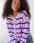 Fiona Cardigan - Lilac Stripe