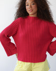 Clover Rib Pullover - Raspberry