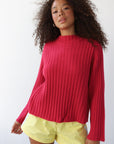 Clover Rib Pullover - Raspberry