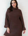 Baggy Turtleneck Mini Dress - Chocolate