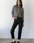 Jane Cardigan & Scarf - Navy & Creme Stripe