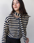 Jane Cardigan & Scarf - Navy & Creme Stripe