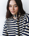 Jane Cardigan & Scarf - Navy & Creme Stripe