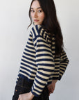 Jane Cardigan & Scarf - Navy & Creme Stripe