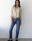 Jane Cardigan & Scarf - White & Creme Stripe