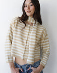 Jane Cardigan & Scarf - White & Creme Stripe