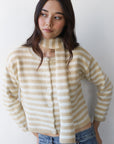 Jane Cardigan & Scarf - White & Creme Stripe