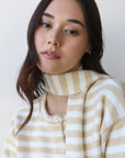Jane Cardigan & Scarf - White & Creme Stripe