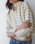 Jane Cardigan & Scarf - White & Creme Stripe