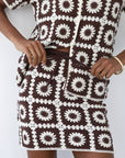 Leonor Crochet Mini Skirt - Chocolate