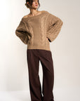 Melanie Cableknit Pullover - Raw Umber