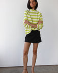 The Mock Neck - Sour Melon & Creme Stripe
