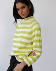 The Mock Neck - Sour Melon & Creme Stripe