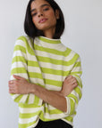 The Mock Neck - Sour Melon & Creme Stripe