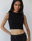 Nerissa Pointelle Tank - Black