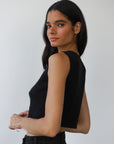 Nerissa Pointelle Tank - Black