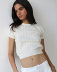 Nerissa Pointelle Tee - Creme