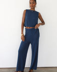 Nerissa Pointelle Set - Navy