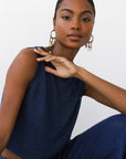 Nerissa Pointelle Tank - Navy