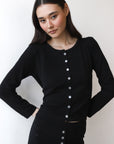 Nerissa Pointelle Cardigan - Black