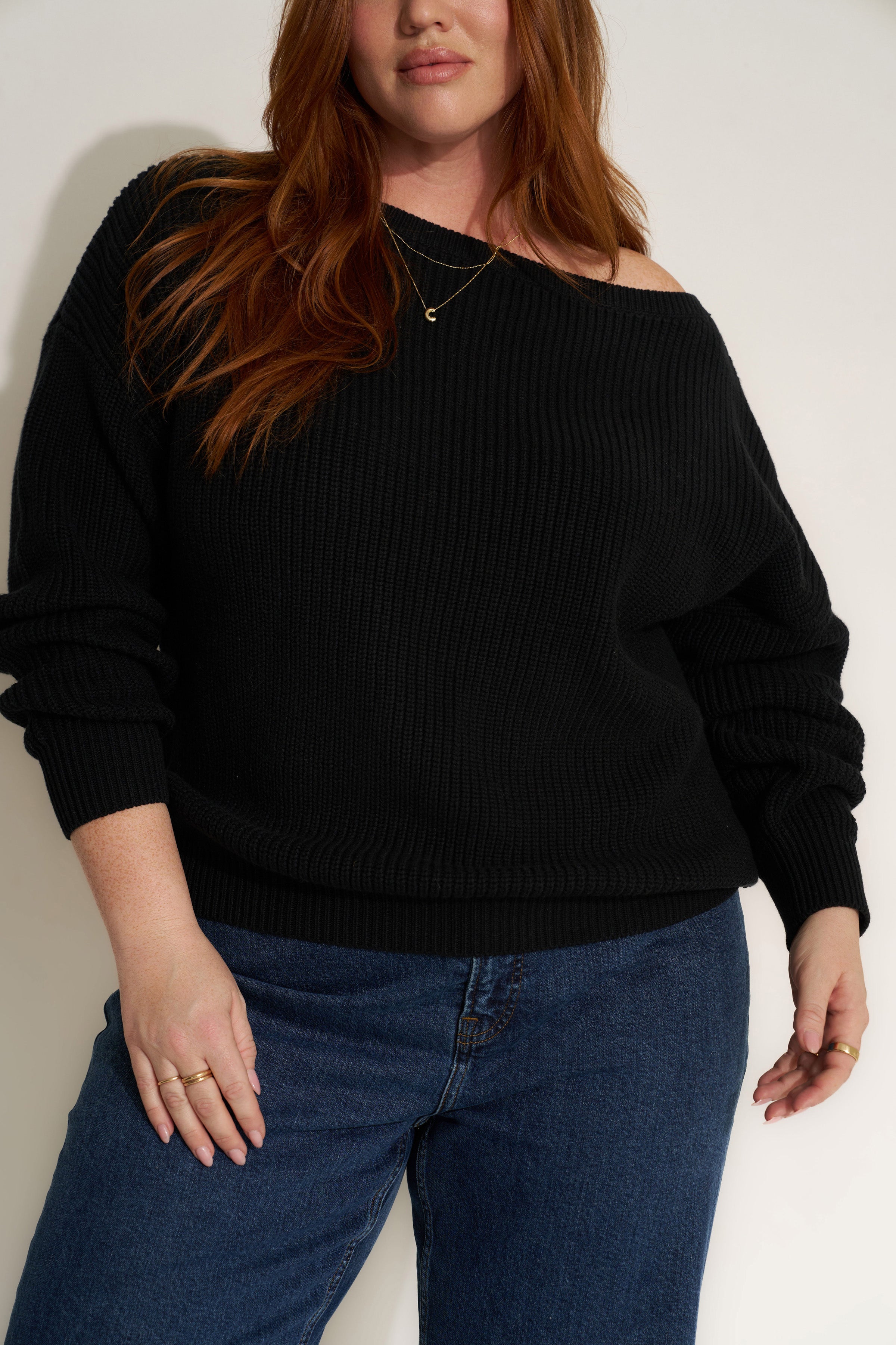 The Off Shoulder Black – Callahan Knitwear - Main Image