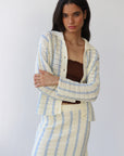 Sienna Crochet Button Down - Moody Blue