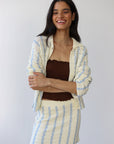 Sienna Crochet Button Down - Moody Blue