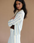 Sienna Crochet Button Down - Moody Blue