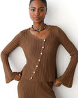Theresa Ribbed Top - Chocolate