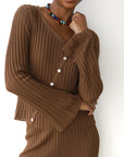 Theresa Ribbed Top - Chocolate